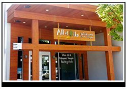 All Of Oils' storefront on Douglas Crescent: a timber-framed entrance with the All Of Oils sign and an olive oil and balsamic vinegar tasting room sign
