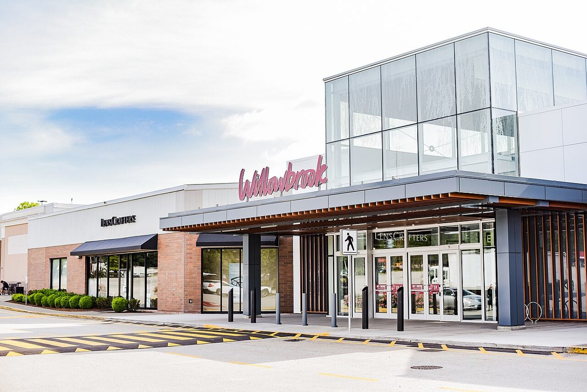 The main entrance of Willowbrook Shopping Centre on Fraser Highway
