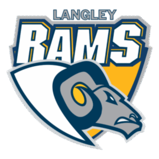 The Langley Rams shield logo with a ram's head